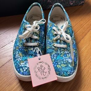 Keds x Rifle Paper Co. Blue Meadow Champion size 6.5 LIKE NEW WITH BOX TAGS